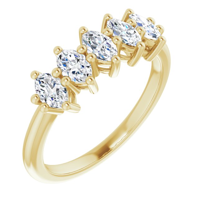 1.00 ct. Marquise Diamond Five Stone Band Classic Shared Prongs-VIRABYANI